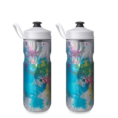 HydraPak Polar Sport Insulated Water Bottle 2-Pack (20oz, Splash Multi) - color: Splash Multi, style: 20oz/600ml (2-Pack)