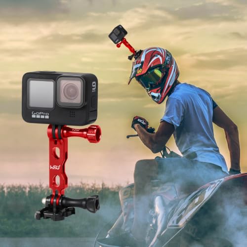 HSU Aluminum Alloy Extension Arm Kit Metal Pole Mount Helmet Stick (7 Pcs) - color: Red