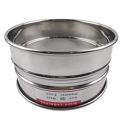 LABALPHA 150 Mesh Lab Sieves, #150 Mesh Test Sieve, 8'' Diameter, 304 Stainless Steel Wire Cloth (0.1mm) - size: 150 mesh (0.1mm)