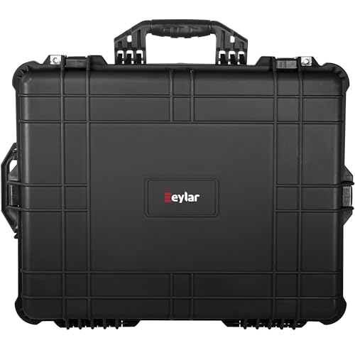 Eylar 24" X-Large Hard Case Equipped With Ragar Reconfigurable & Reusable XP Crosslinked Foam Insert, Waterproof, Shockproof For Equipment, Drones And Cameras (2 Ragar Layers) (Black) - color: Black