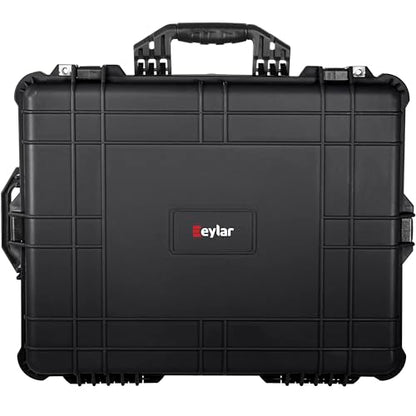 Eylar 24" X-Large Hard Case Equipped With Ragar Reconfigurable & Reusable XP Crosslinked Foam Insert, Waterproof, Shockproof For Equipment, Drones And Cameras (2 Ragar Layers) (Black) - color: Black