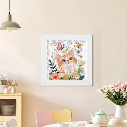 WEMEON Cat Diamond Art Kits for Kids with Frame 7x7 inch - color: Cat