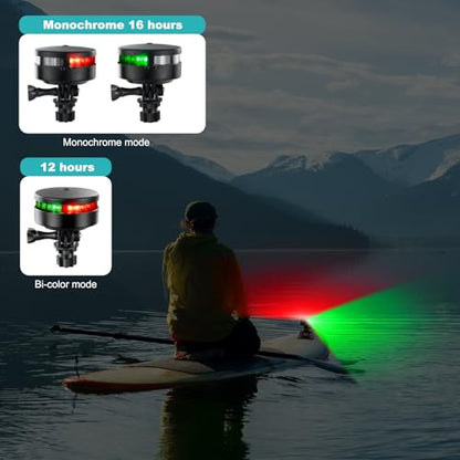 Kayak Navigation Lights,Battery Operated Boat Lights,Waterproof Portable Red and Green Dinghy Navigation Lights for Paddle Board,Sikff - color: Red&Green (Screw & Track & Adhesive Mount)