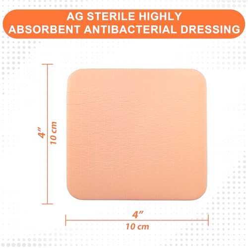 MedVance Silver Foam Sterile Highly Absorbent Dressing, 4"x4", Box of 5 - size: 4"x4" Silver 5 Pack