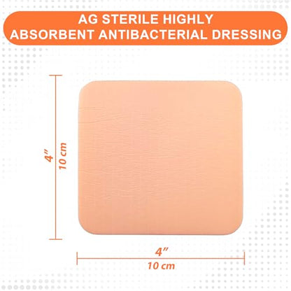 MedVance Silver Foam Sterile Highly Absorbent Dressing, 4"x4", Box of 5 - size: 4"x4" Silver 5 Pack