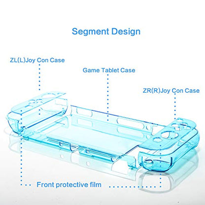 Dockable Case for Switch Console, Screen Protector & 6 Joystick Thumb Grips - color: Blue
