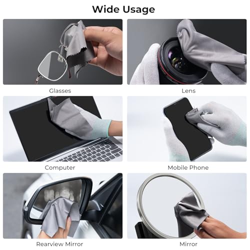K&F CONCEPT 10 Pack Microfiber Lens Cleaning Cloth,15X18CM,Glasses Cleaner