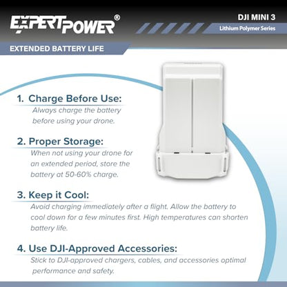 ExpertPower 2 Pack: 3850mAh High Capacity Replacement Battery for DJI Mini 3, Mini 3 Pro Intelligent Flight Battery - style: 2 Battery