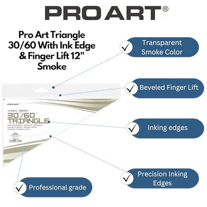 Pro Art 14-Inch 30/60-Degree Triangle, Smoke - color: Smoke, size: 14-inch, 30/60 Degrees