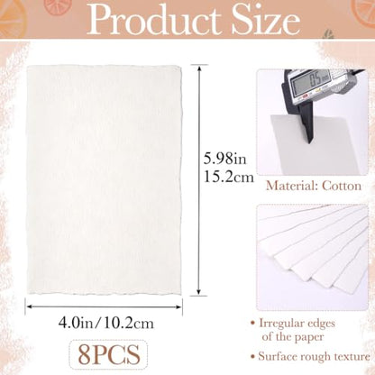 8 Sheets Cotton Watercolor Paper, 102 x 152mm White Handmade Paper