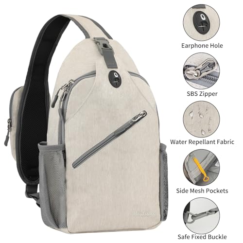 MAYLISACC Sling Bag Reversible Crossbody Chest Daypack Lightweight Hiking - color: Beige-b