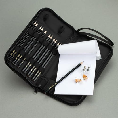 Drawing and Sketching Pencil Set In Zippered Carrying Case - size: 1 Count (Pack of 1), style: Sketching