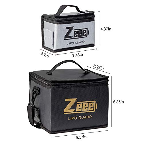 Zeee Lipo Bag Fireproof Battery Safe Bag Explosionproof Bag Lipo Battery Storage Guard Safe Pouch for Charge and Storage (2 Pack)