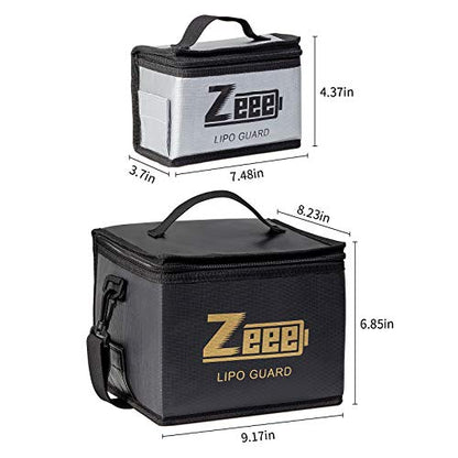 Zeee Lipo Bag Fireproof Battery Safe Bag Explosionproof Bag Lipo Battery Storage Guard Safe Pouch for Charge and Storage (2 Pack)