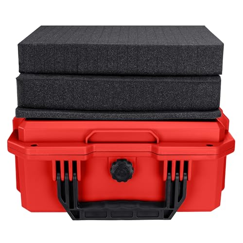 Eylar 13.8" Intact Series Compact Hard Camera Case, Lightweight and Durable Stacker Design with Foam - color: Red
