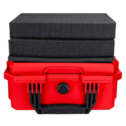 Eylar 13.8" Intact Series Compact Hard Camera Case, Lightweight and Durable Stacker Design with Foam - color: Red