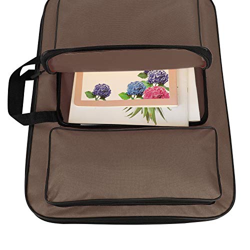 A3 Art Portfolio Carry Case Bag Drawboard Storage Portable Shoulder Tote - color: Coffee