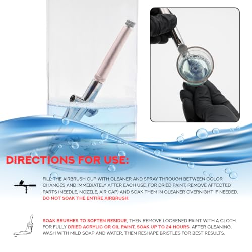 Supreme Trimmer Airbrush Cleaner Solution – 500ML | Fast Acting Multi-Purpose Solution for Barber Airbrushes, Paint Brushes & Makeup Tools | Declogs, Lubricates & Removes Water-based Paint/Ink