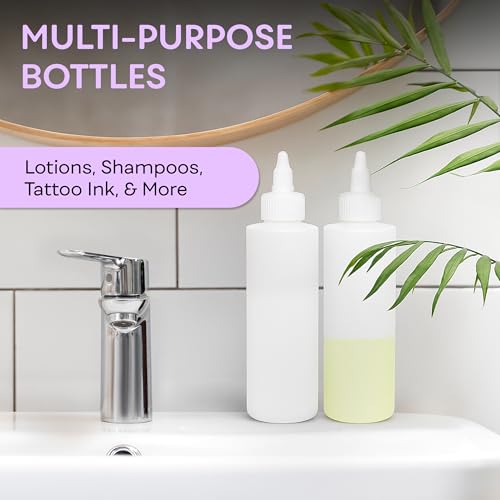 BRIGHTFROM Twist Top Applicator Bottles, Squeeze 8 OZ Empty Plastic Bottles, Refillable, Open/Close Nozzle - Hair Coloring/Multi Purpose (Pack of 2)