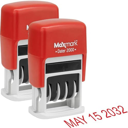 MaxMark 2000 Dater Self Inking Date Stamp - Red - Pack of 2 - color: Red, size: Pack of 2 - 2000