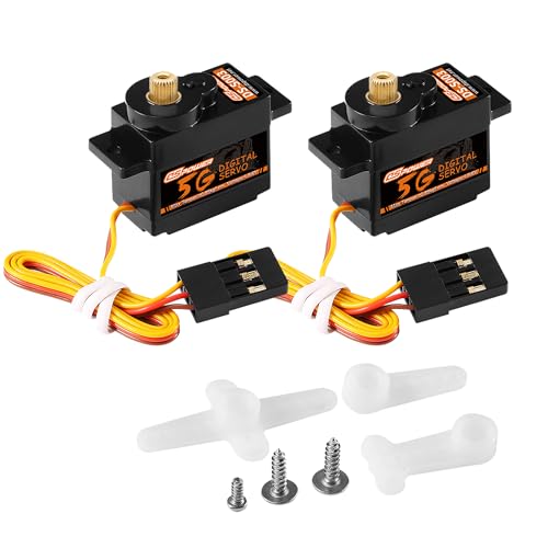 2PCS 5g Micro Digital Servo, Mini Servo, Metal Gears, Coreless Motor Servos for 1/28 RC Car Airplane Fixed-Wing Robot Helicopter Planes Part (JR2.54) - color: Jr2.54