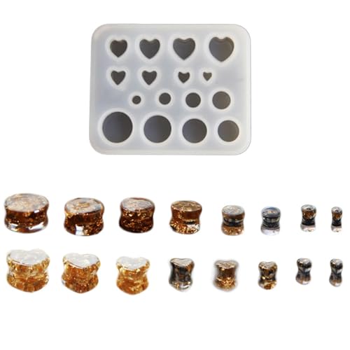 Ears Stretcher Silicone Mold, DIY Ears Stretching Molds Epoxy Resin Mold, Round Heart Shaped Ears Expander Moulds for DIY Craft