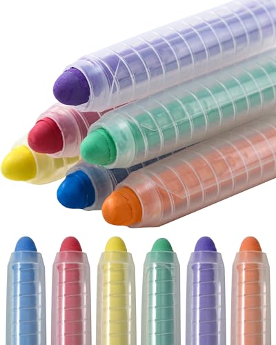 NewFamily Chalk 6pcs Dustless Washable Chalks with Holder for Kids, Safe for Sidewalk, Blackboard, Art Play - style: Basic 6Colors