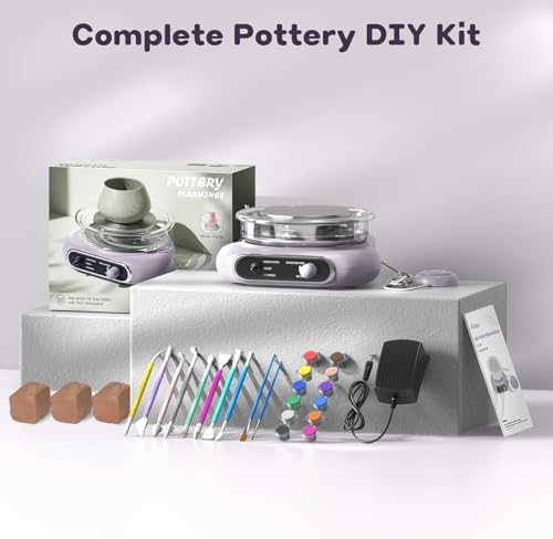 Alldeer Mini Pottery Wheel for Kids Teens Girls Beginners - color: purple