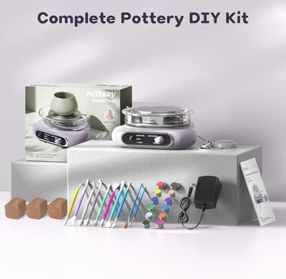 Alldeer Mini Pottery Wheel for Kids Teens Girls Beginners - color: purple