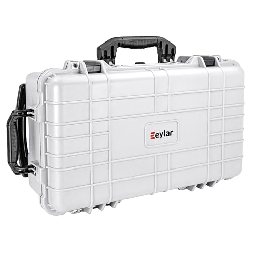 Eylar 22" Carry-On Travel Roller Gear, Camera, Drones, Tools, Equipment Hard Case Waterproof with Foam (White) - color: White