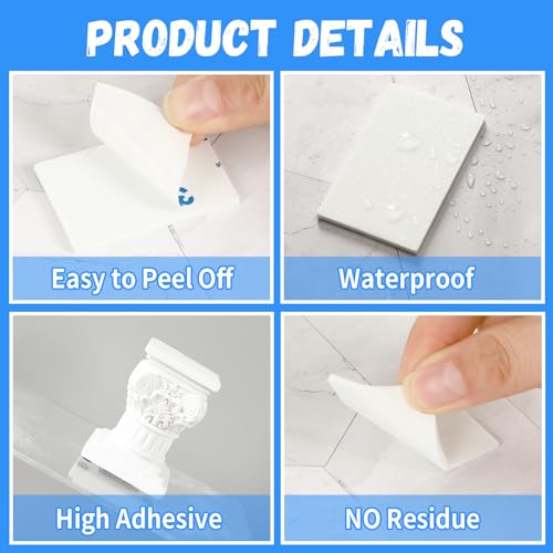 UPINS 60Pcs Double Sided Foam Tape Sticky Mounting Pads for Wall Crafts - color: White