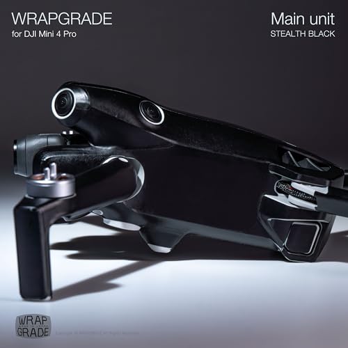WRAPGRADE Skin Stickers Compatible with DJI Mini 4 Pro | Full Wrap (Stealth Black) - color: Stealth Black