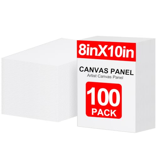 100Pack 8x10 Inch Premium Flat Canvas Panels for Acrylic and Oil Painting
