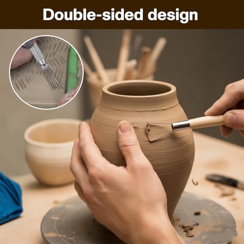 44 Pcs Clay Sculpting Tools Kit, Double Sided Polymer Clay Tool Set for Pottery, Ceramics and Air Dry Modeling, with Carrying Case Bag
