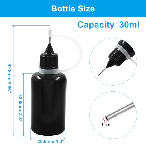 Piutouyar 30ml Plastic Bottle, 10pcs Fine Needle Tip Applicator, Black, for Crafting, Art Projects - size: 30ml