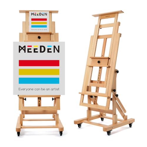 MEEDEN Movable Large H-Frame Easel: Holds Art Canvas Up to 79" for Studio - color: Natural
