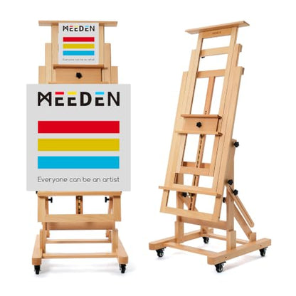 MEEDEN Movable Large H-Frame Easel: Holds Art Canvas Up to 79" for Studio - color: Natural
