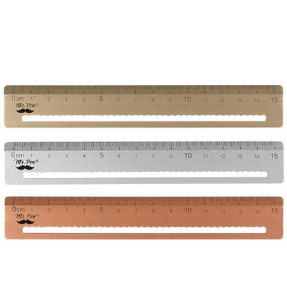 Mr. Pen- Steel Rulers, 3 pcs, 15cm, Silver, Gold, Rose Gold