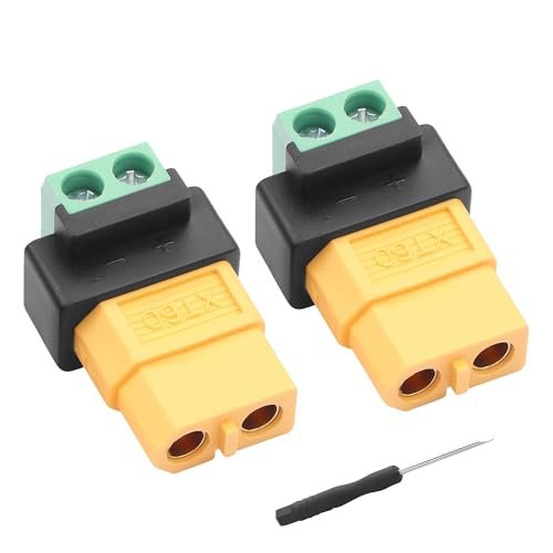 2Pcs XT60 to 2 Pin Screw Terminal Connector Adapter, 10A XT60 Female to 2-Pin Solderless Converter Power Plugs,for Solar Panel, Portable Power Station, Drone, Balance Charger (F to F) - style: F to F