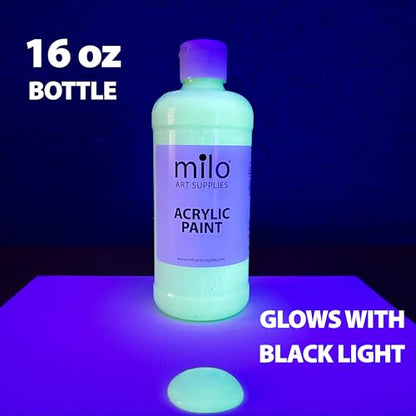 milo Glow in the Dark Acrylic Paint, Clear Phosphorescent Glow, 16oz Bottle - style: Glow in the Dark 16 oz