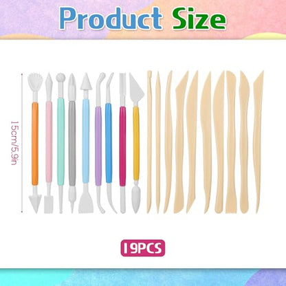 19 Pcs Modeling Clay Tools Sculpting, Air Dry Polymer Clay Tools Kit, Plastic Sculpting Double-Head Ultralight Tool for Pottery Modeling Shaping Cake Decoration Beginner