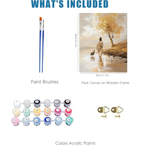 Jesus Paint by Numbers Kit for Adults Framed Canvas 12X16 in, Frameworkless - color: YH02834