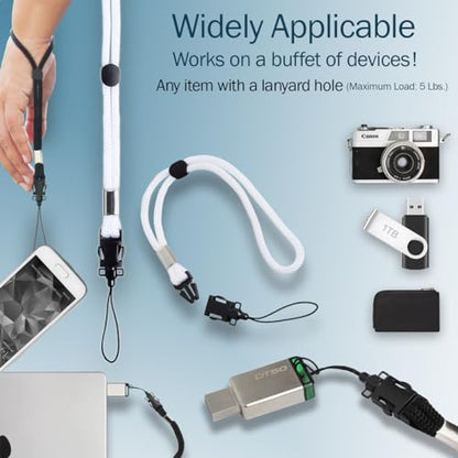 2 Pack Camera & Cell Phone Wrist Strap (Lanyard Style) Adjustable with Quick-Release. (Black & White Set) - color: Black and White Wrist Strap