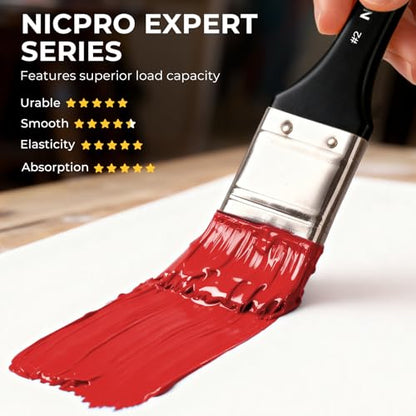 Nicpro 26pcs Professional Paint Brush Set with Palette Knife & Canvas Roll - color: Black