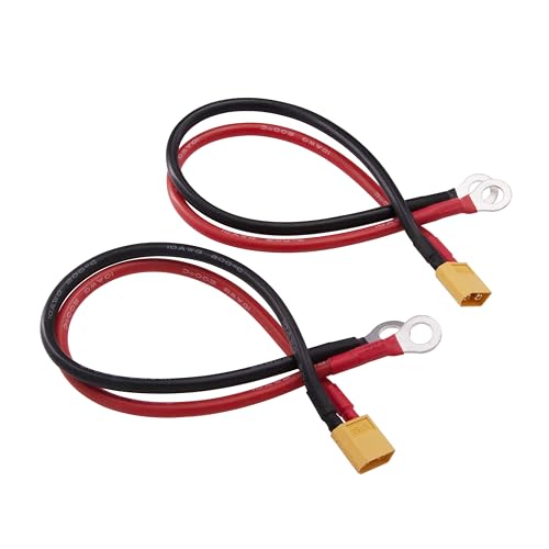 1pc XT60 to O Ring Terminal Cable XT60 Male to M8 O Ring Eyelet Terminal Plug Connector with 12inch 10awg Silicone Wire for RC Lipo Battery FPV Racing Drone(E144-1)
