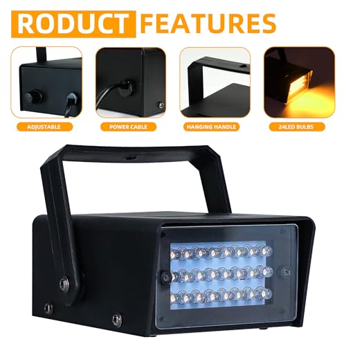 ENUOLI Mini LED Strobe Light Yellow Color 24 Super Bright LED Party Light - color: Yellow