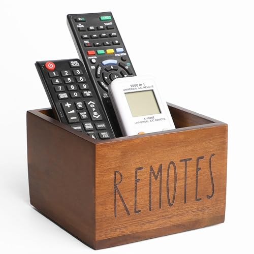 LBEMEY Acacia Wood Remote Holder, Control Organizer for TV - Home, Living Room, Bedroom - Wooden Remote Box (Brown, M, 3+ Remotes) - size: M,for 3+ Remote Controls