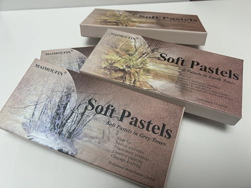 MAIMOUFIN Sanded Pastel Paper Trial Pack of 5 Sheets&12-Pack Grey Tone Square Soft Pastels