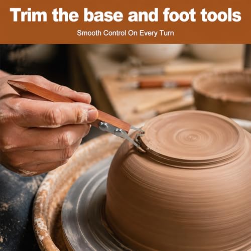 Pottery Trimming Tool Set, 6mm Clay Foot Trimmer with Red Sandalwood Handle