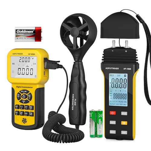 2Packs Pro HVAC Anemometer AP-856A & AP-189B Digital Manometer